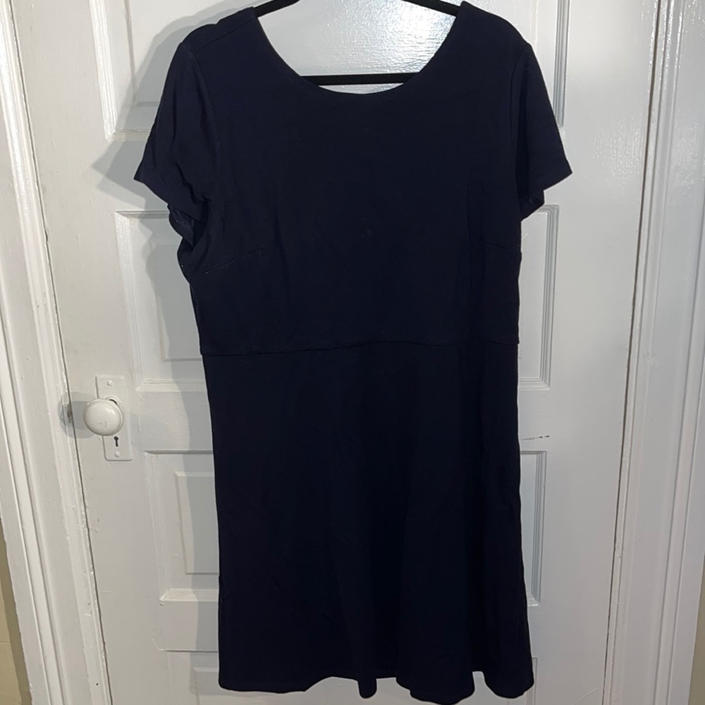 Navy blue Ann Taylor Loft open back bow dress